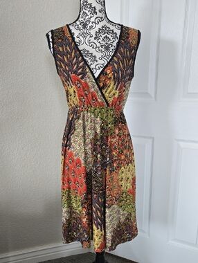 Sleeveless Multicolor Printed V-Neck Summer Dress
